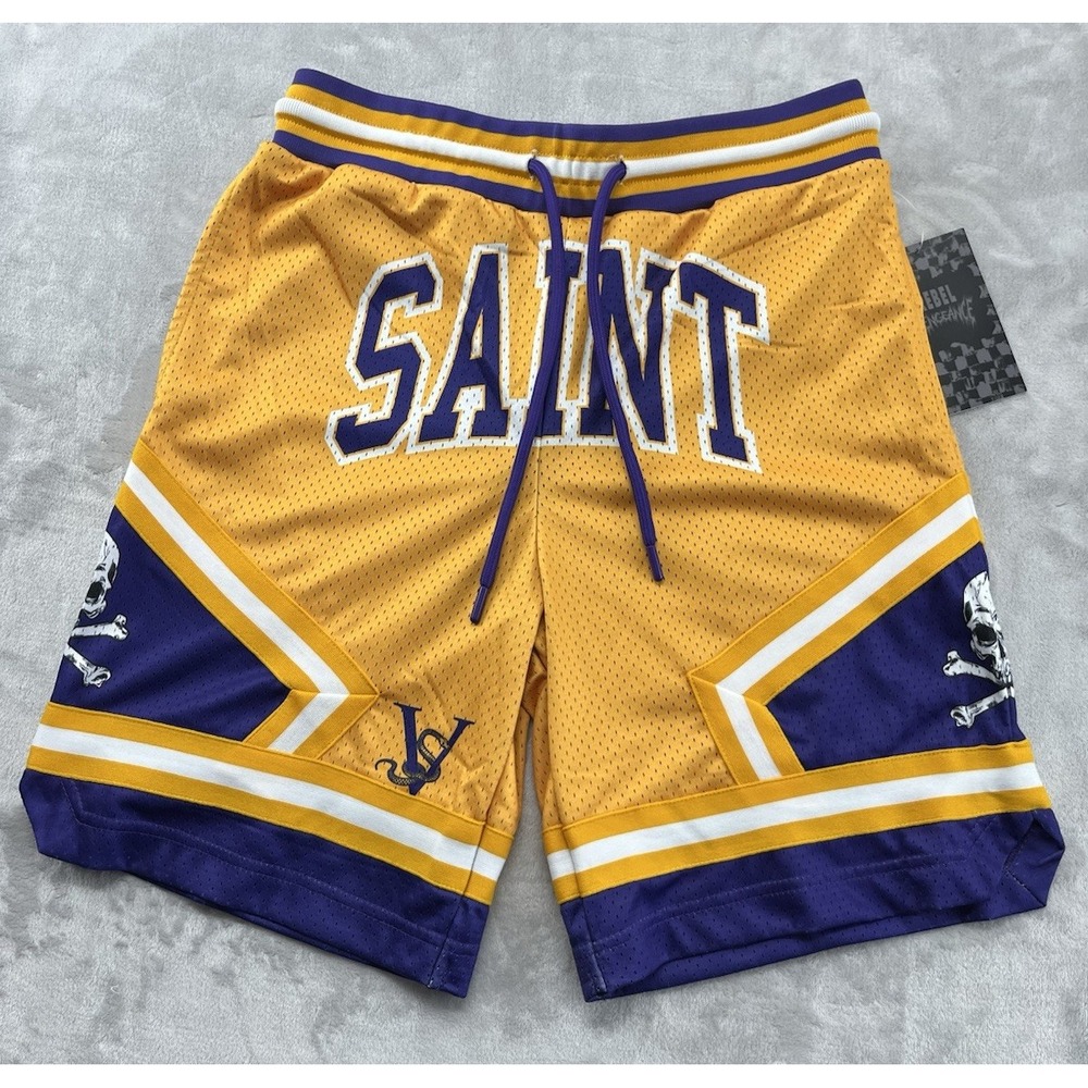 Rebel Vengeance Short Men Small Yellow SAINTS Mesh Lined Skull V Snake Outdoors